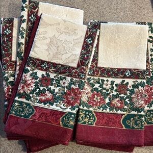 New Christmas linen cloth napkins set of 7